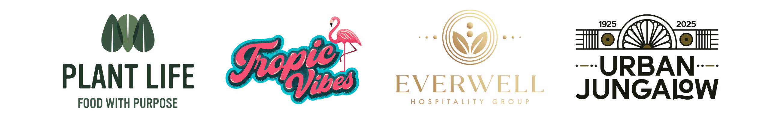 Logos of Plant Life, Tropic Vives, Everwell, and Urban Jungalow displayed side by side.